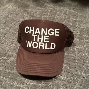 Brown Trucker Hat with White Text